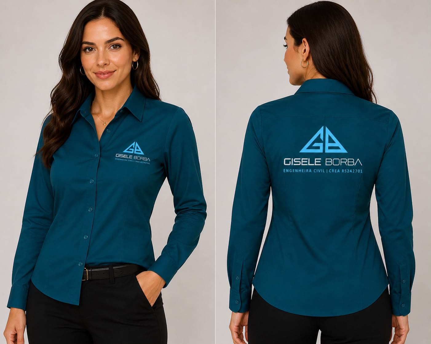 Camisa social personalizada para a engenheira Gisele Borba